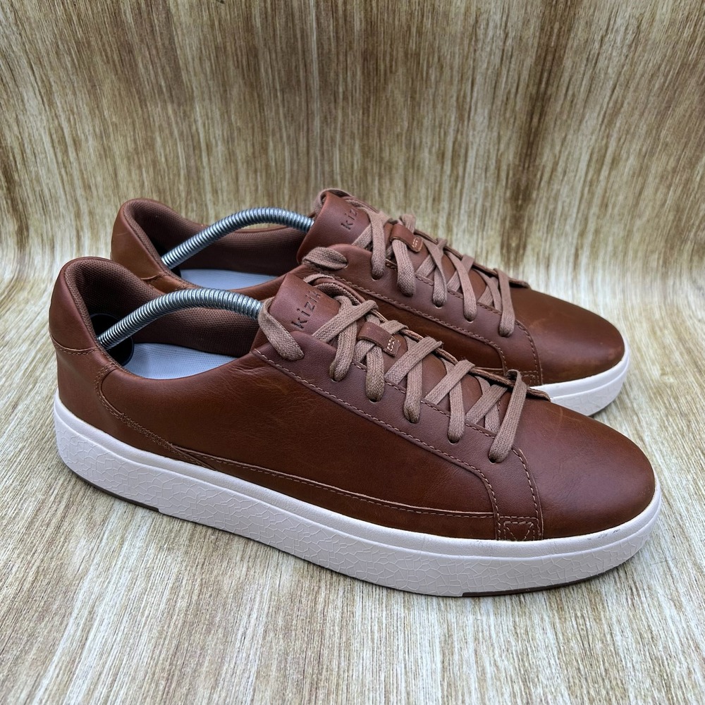 Kizik Vegas‎ Sneaker Men's Size 11.5 Brown Leather Hands-Free Slip-On Low Top